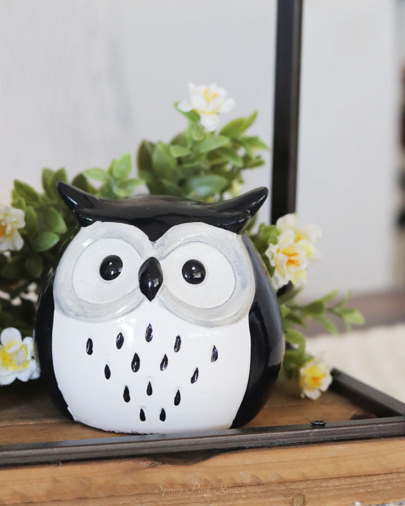 Black and White Porcelain Owl