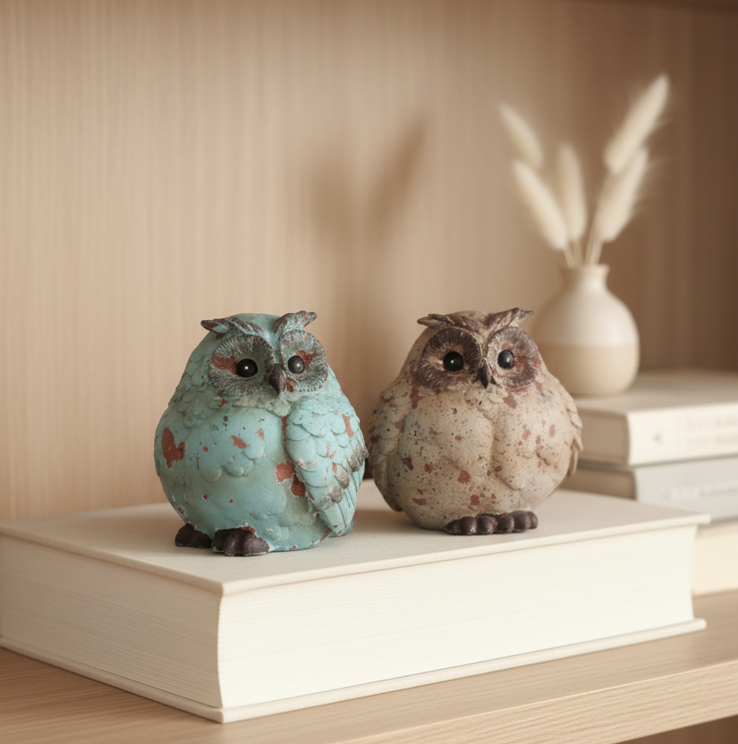 Chubby Resin Owl Figurine