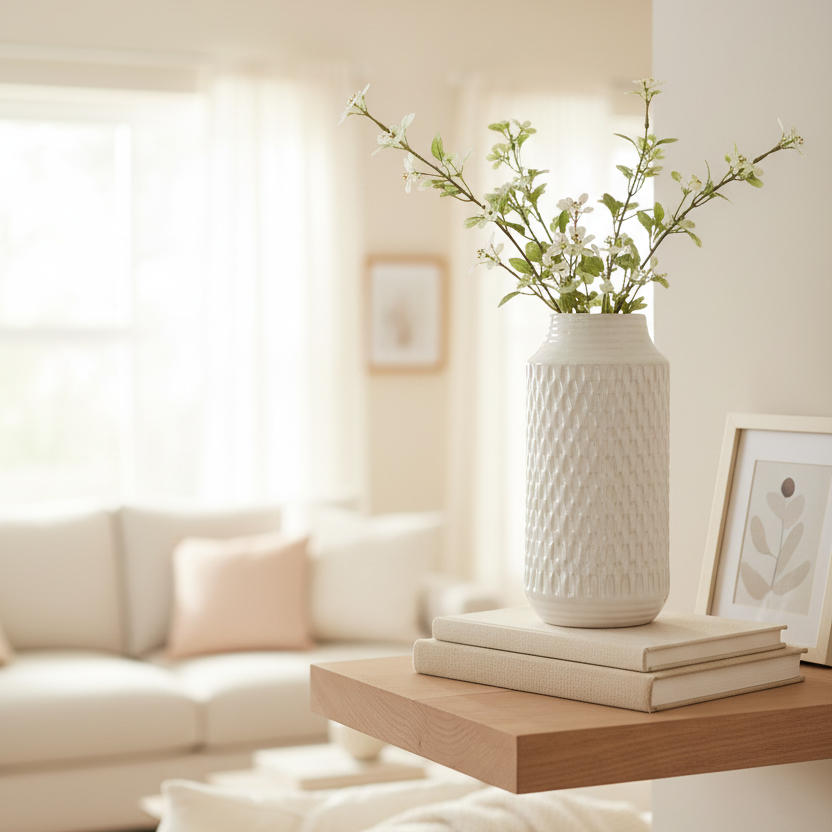 White Embossed Porcelain Vase