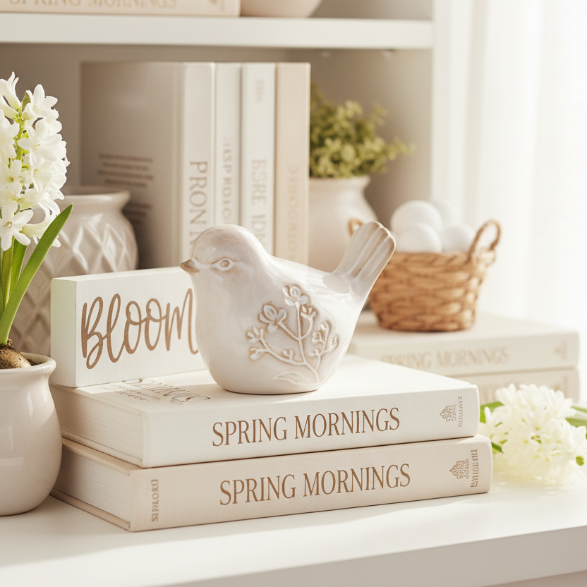 Flower Branch Porcelain Bird