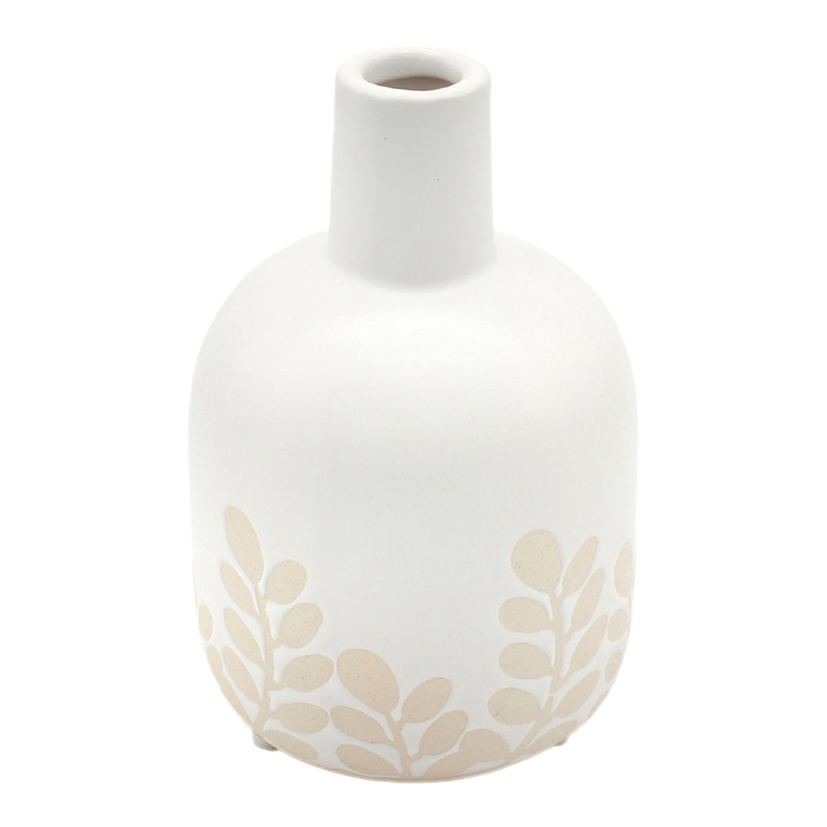 Tan Fern Porcelain Bud Vase