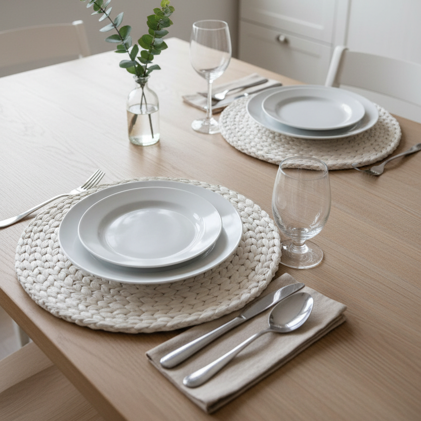 Palma Woven Placemat Round White