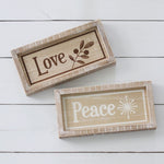 Reversible Natural Peace and Love Wood Sign