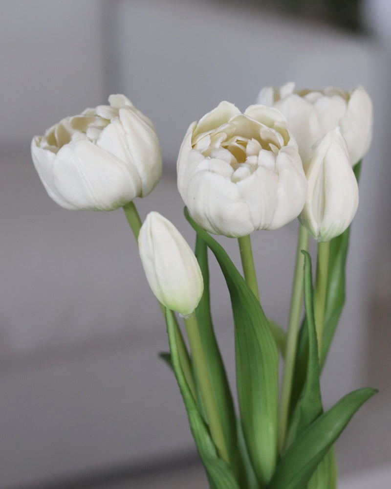 Peony and Tulip Bundle White Real Touch 18"