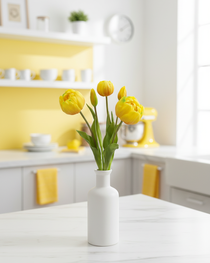 Peony and Tulip Bundle Yellow Real Touch 18"