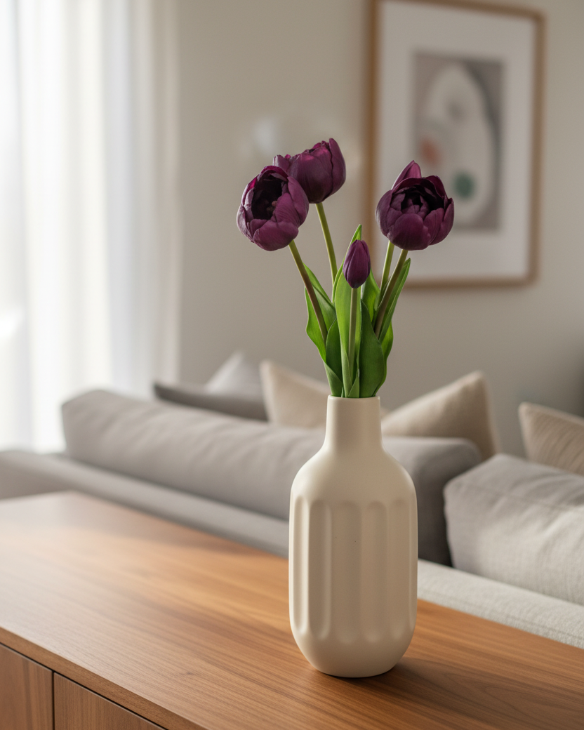 Peony and Tulip Bundle Purple Real Touch 18"