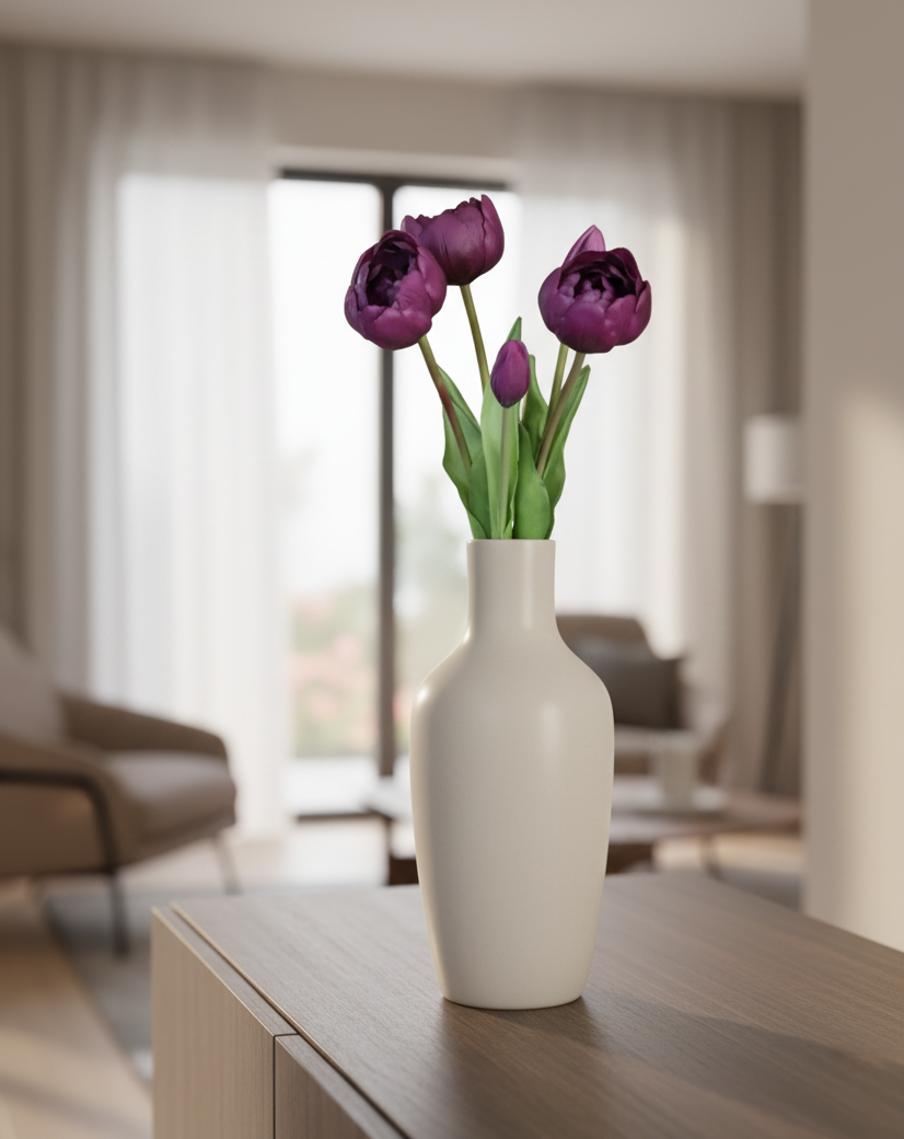 Peony and Tulip Bundle Purple Real Touch 18"