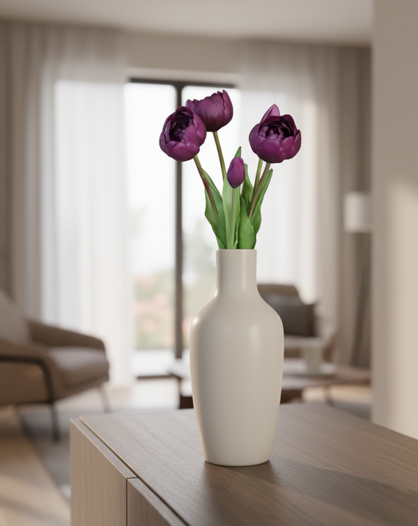 Peony and Tulip Bundle Purple Real Touch 18"