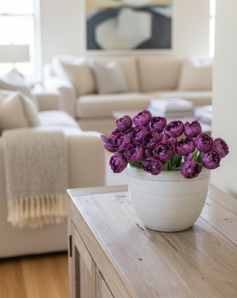 Peony and Tulip Bundle Purple Real Touch 18"