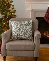Pinecone Print Cotton Throw Pillow