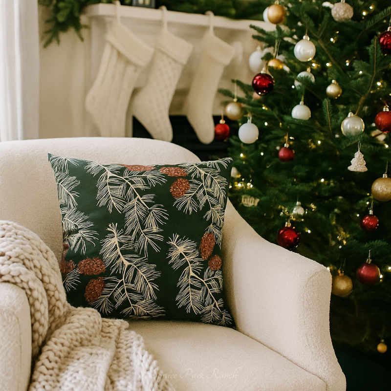 Pinecone Green Pillow