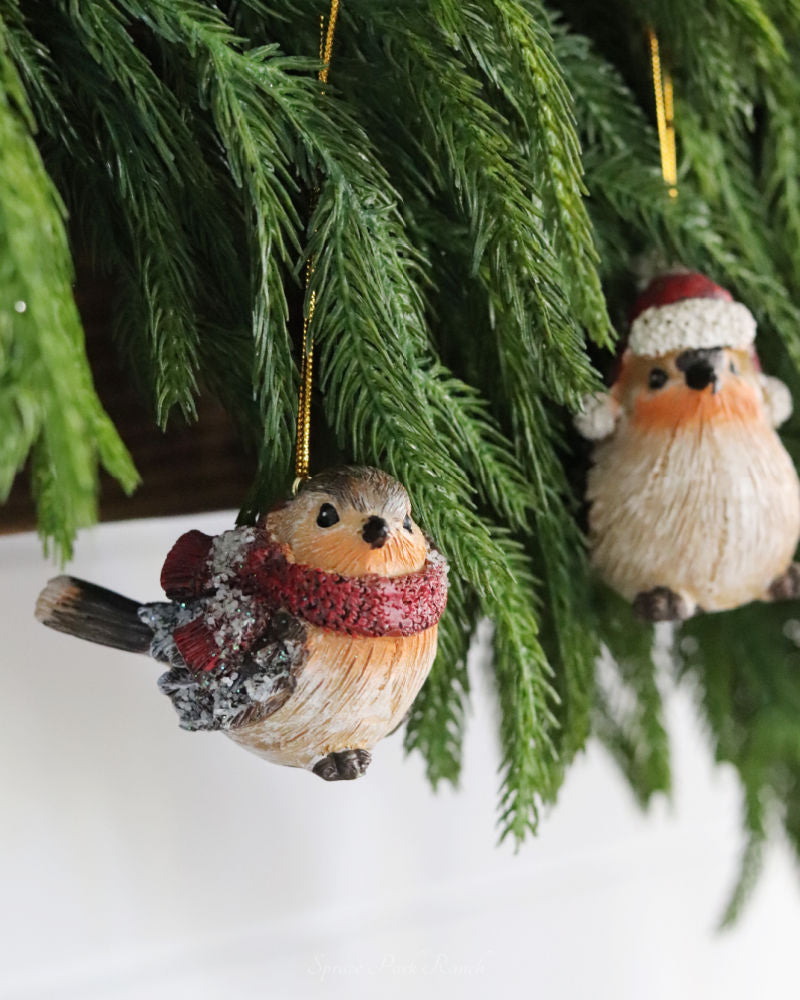 Pinecone Winter Bird Ornament
