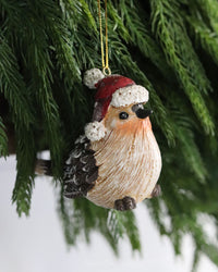 Pinecone Winter Bird Ornament