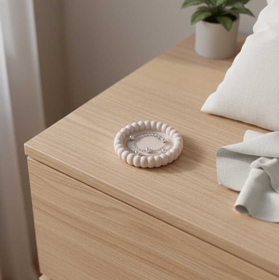 Circle Bubble Tray Beige