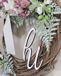 Hi Pink Hydrangea and Hollyhock Fern Wreath