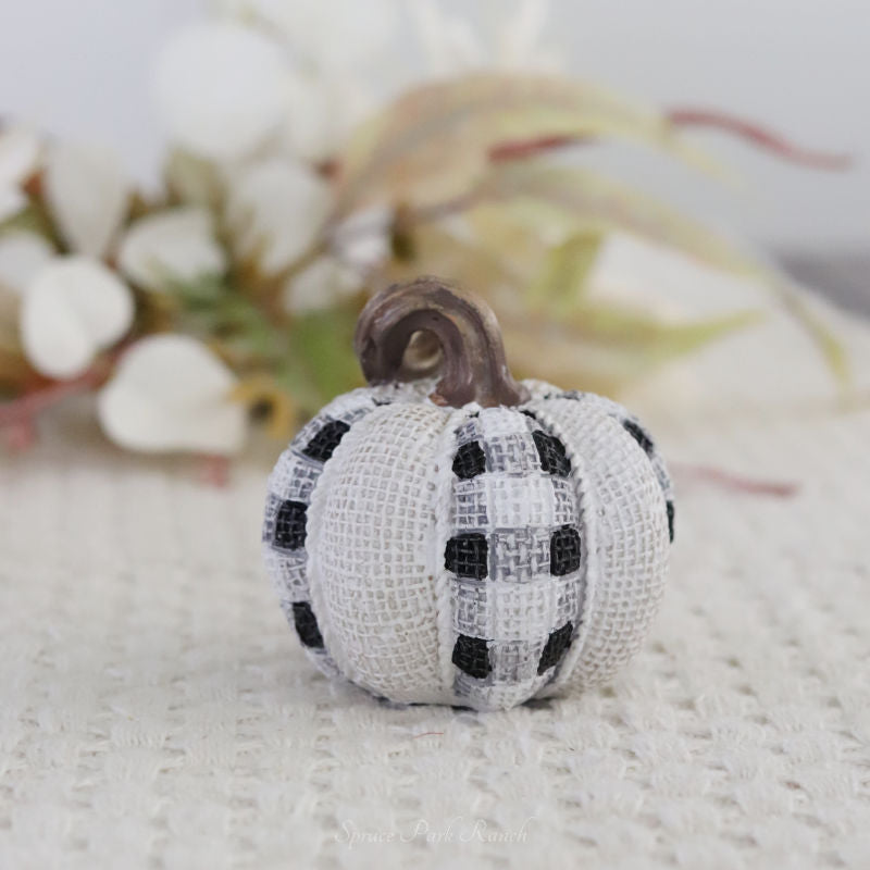 Burlap and Buffalo Plaid Resin Pumpkin