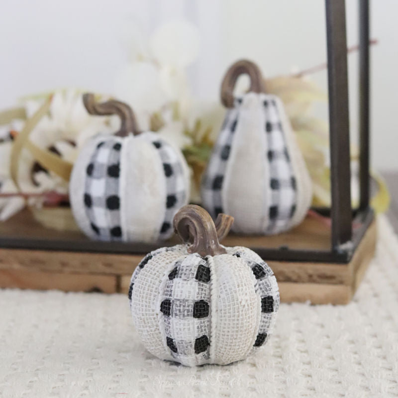Burlap and Buffalo Plaid Resin Pumpkin