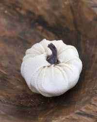 Mini Cream and Grey Burlap Pumpkins Set of Four