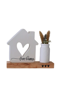 House With Heart and Vase Live Happy