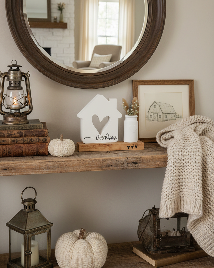 House With Heart and Vase Live Happy