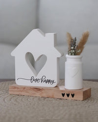 House With Heart and Vase Live Happy