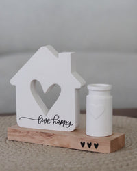 House With Heart and Vase Live Happy