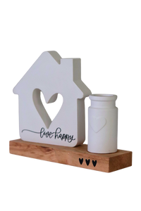 House With Heart and Vase Live Happy