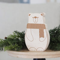 Chunky Wood Polar Bear Sitter Double Sided