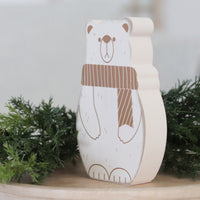 Chunky Wood Polar Bear Sitter Double Sided