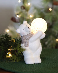 Lighted Terracotta Holiday Polar Bear