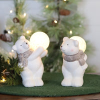 Lighted Terracotta Holiday Polar Bear