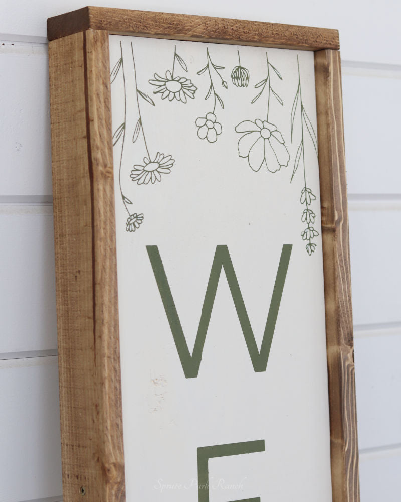Reversible Wood Porch Sign Green Welcome/Hello Sunshine with Sun