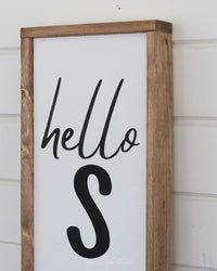 Reversible Wood Porch Sign Welcome/Hello Summer Black
