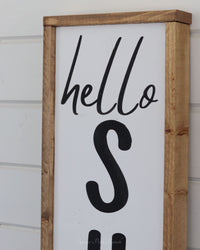 Reversible Wood Porch Sign Welcome/Hello Summer Pink Flowers
