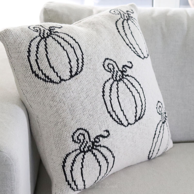 Cream and Black Pumpkin Pillow