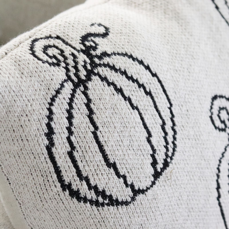 Cream and Black Pumpkin Pillow