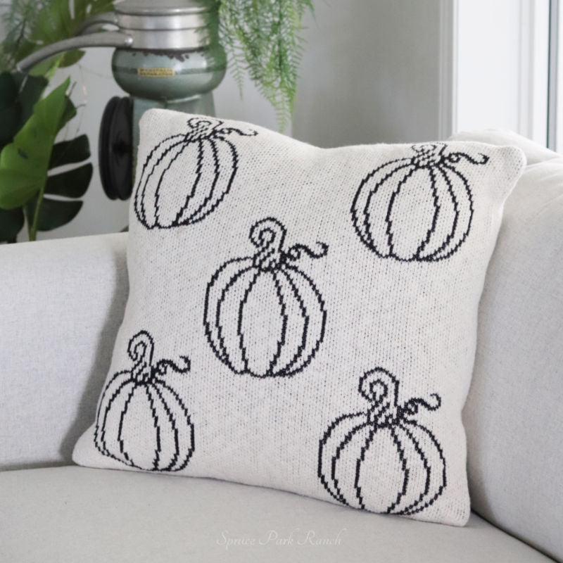 Cream and Black Pumpkin Pillow