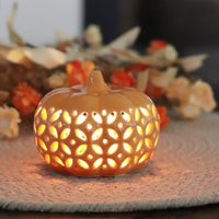 Ceramic Cutout LED Orange Pumpkin