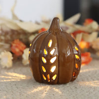 Ceramic Cutout LED Brown Pumpkin Wheat Design