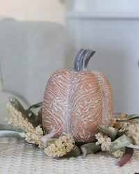 Orange Leaf Engraved Tall Pumpkin