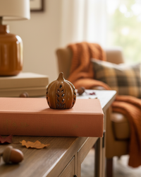 Ceramic Cutout LED Brown Pumpkin Wheat Design