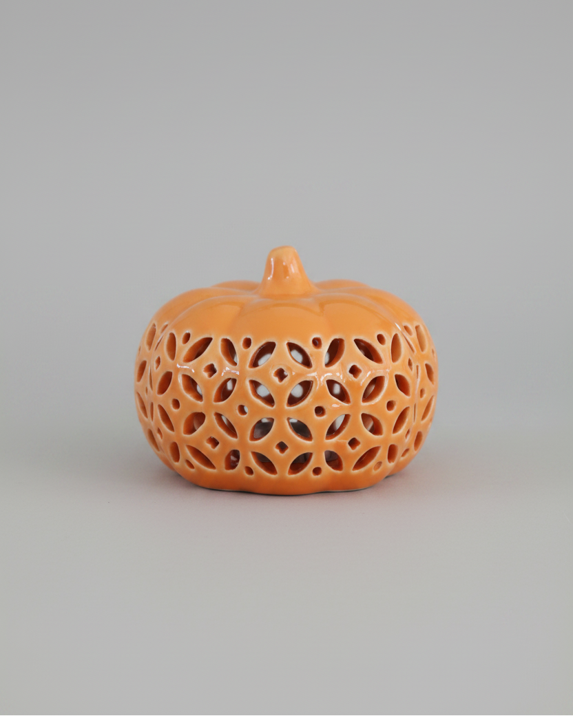 Ceramic Cutout LED Orange Pumpkin