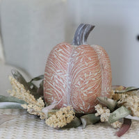 Orange Leaf Engraved Tall Pumpkin
