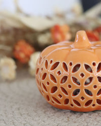 Ceramic Cutout LED Orange Pumpkin