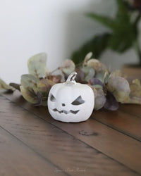 White Ceramic LED Jack O Lantern