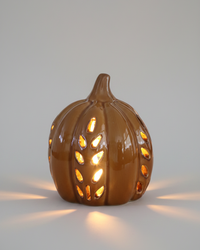 Ceramic Cutout LED Brown Pumpkin Wheat Design