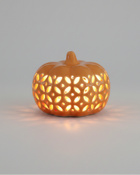 Ceramic Cutout LED Orange Pumpkin
