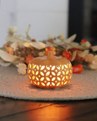 Ceramic Cutout LED Orange Pumpkin