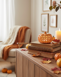 Ceramic Cutout LED Orange Pumpkin