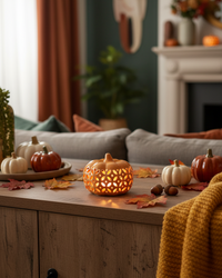 Ceramic Cutout LED Orange Pumpkin